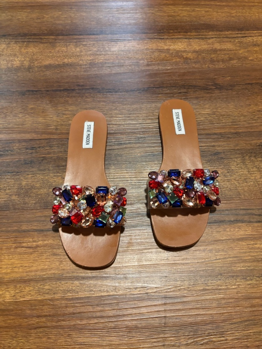 Steve Madden Brionna Slide Sandals with Multicolor Jewel Strap